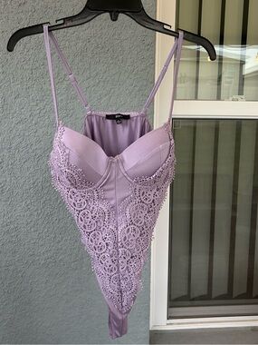 Blashe Women's Purple Lace Front Bodysuit Size L